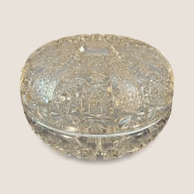 Rare Brilliant Period Cut Glass Covered Dresser Box
