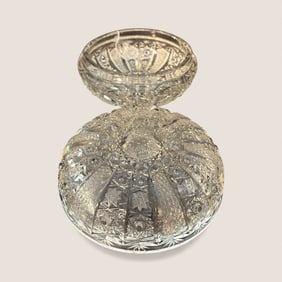 Large Brilliant Period Cut Glass Boat Shaped Bowl