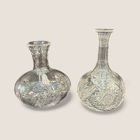 2 Cut Glass Decanters Without Stoppers