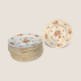 Set Of Bavaria U.S. Zone Germany 11 Inch Painted Dinner Plates