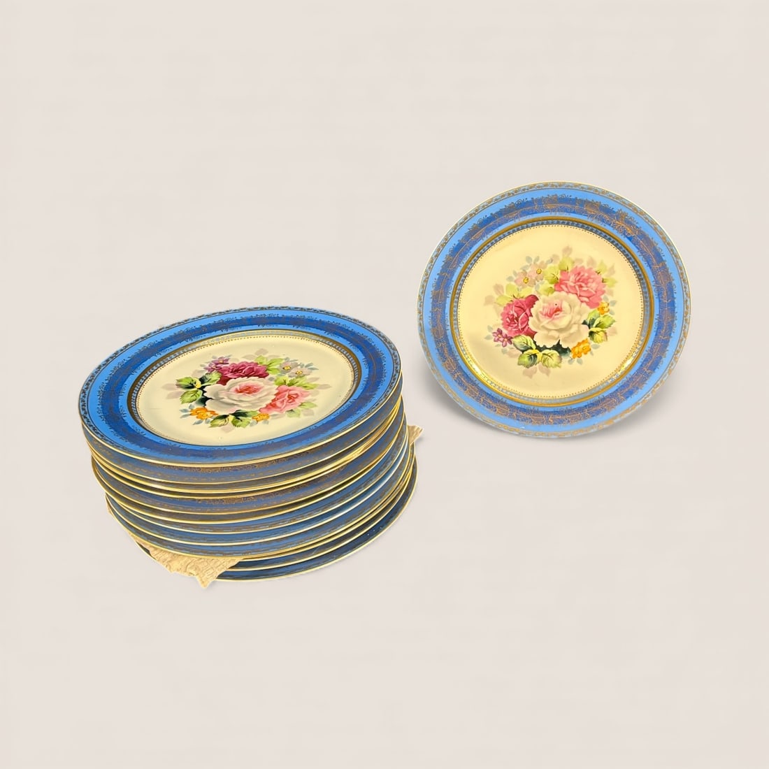 Beautiful Rose Center Large Japan China Service Plates (1 of 3)