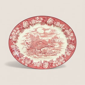 Extra Large Pink Transferware Woods Burslem England Turkey Platter