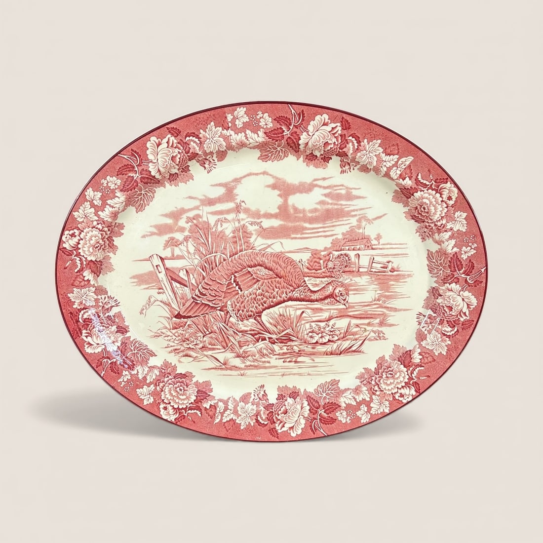 Extra Large Pink Transferware Woods Burslem England Turkey Platter (1 of 2)