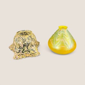 2 Art Glass Lamp Shades