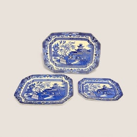 3 Graduated Sizes Of Burleigh Willow Platters