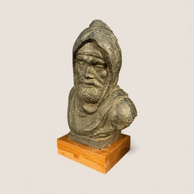 Circa 1960's " Michelangelo " Bronzed Ceramic Bust