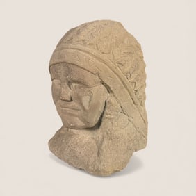 Rare Signed " E. Reed " Stone Carving Of Indian