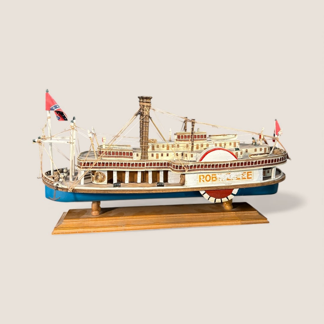 Folk Art Steamboat " Robt E Lee ": A 21 inch folk art steamboat. Named the " Robt E Lee ". Lots of detail