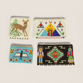 4 Vintage Native American Indian Beaded Purses