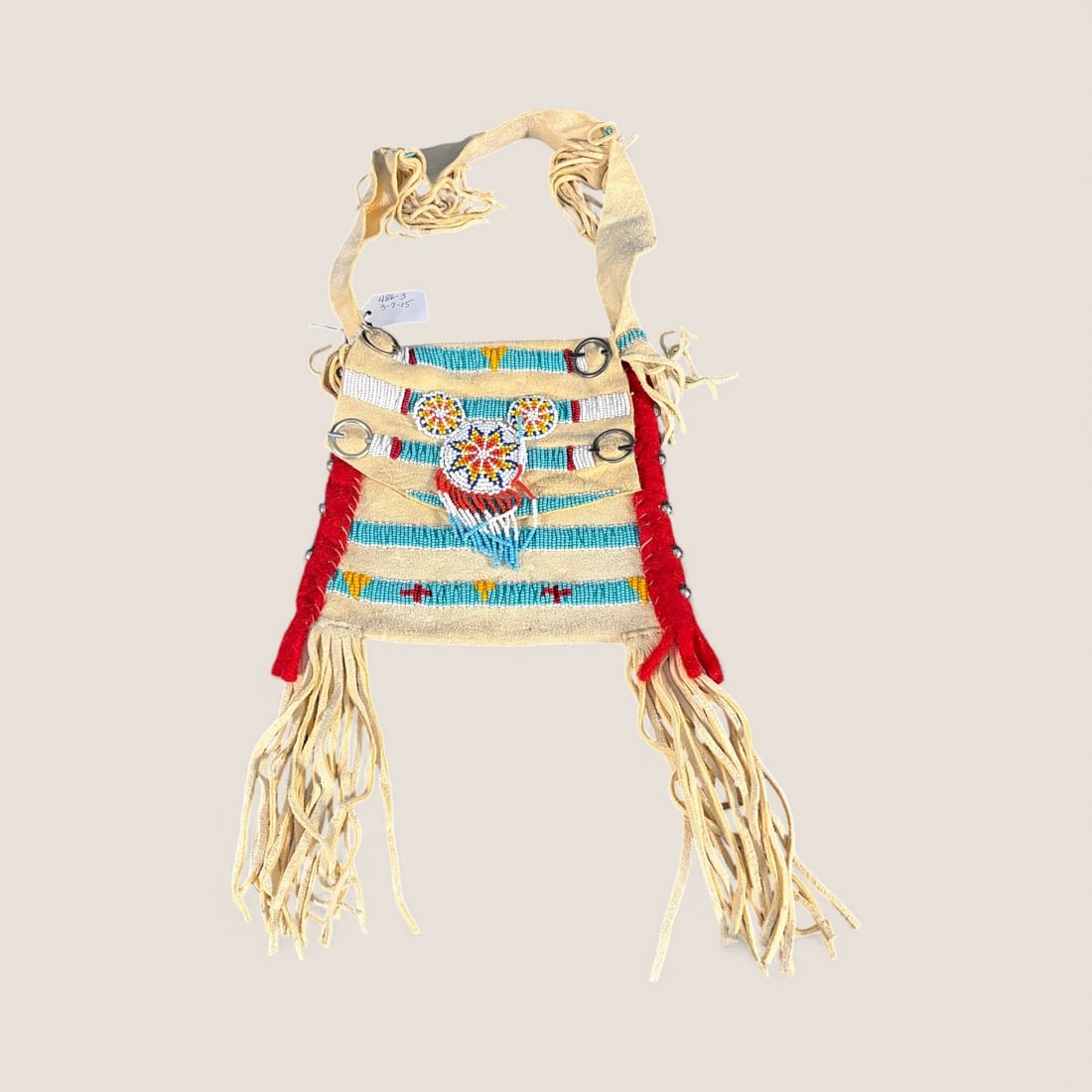 1970's Native American Indian Beaded And Fringed Bag (1 of 2)