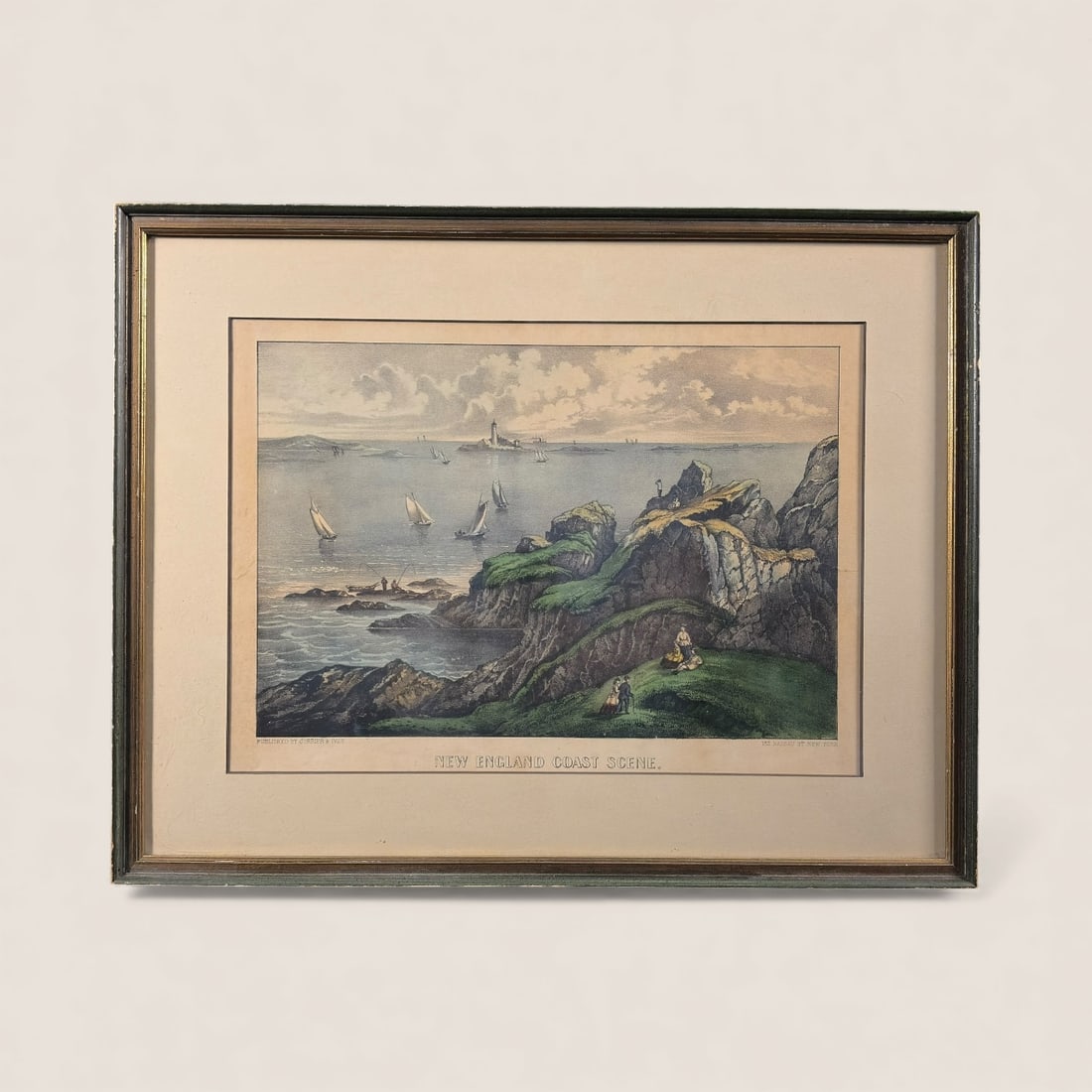 19th C Currier & Ives New England Coast Scene: A 19th century Currier & Ives. 152 Nassau Street New York