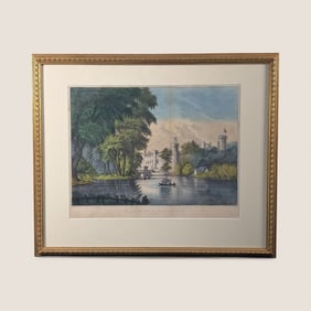 Circa 1880 Currier & Ives " Warwick Castle "