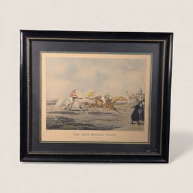 19th C Hand Colored Litho. " The High Mile Racer.