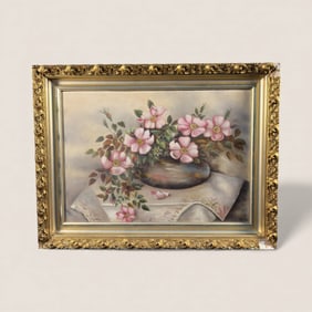 Antique Floral Oil On Canvas painting