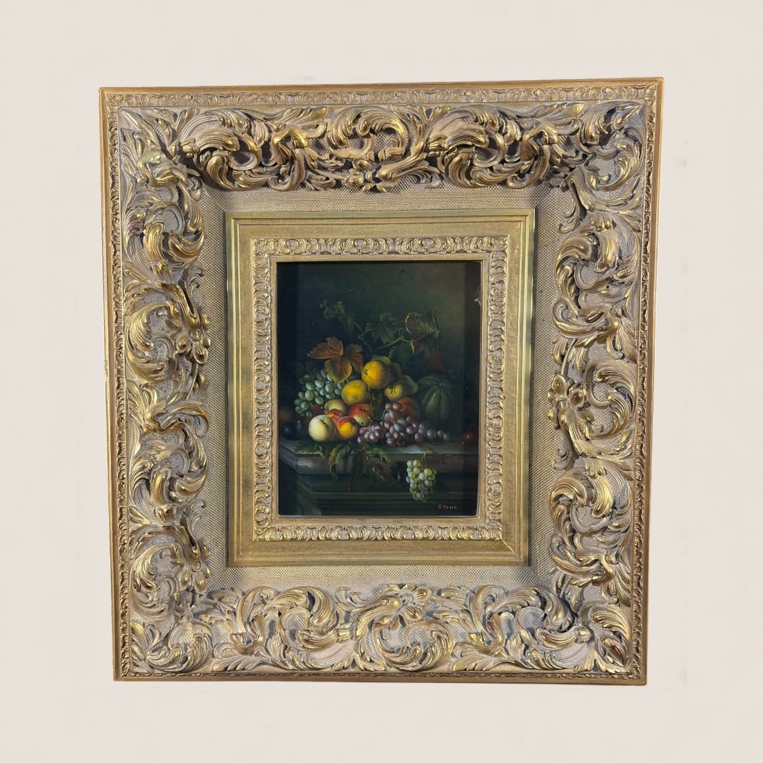 Painting Of Fruits On Board In Great Frame Signed Stone (1 of 2)