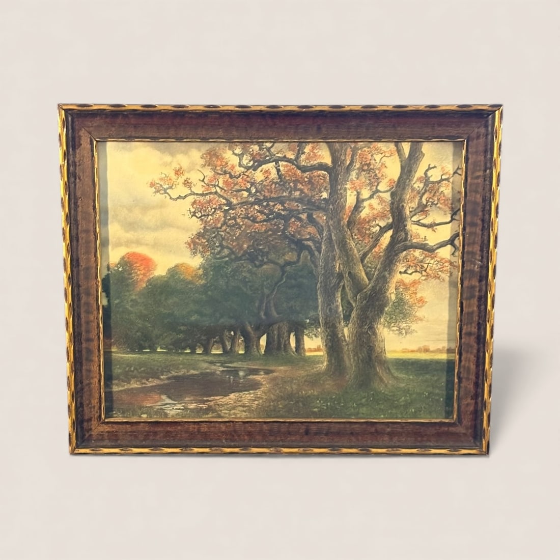 Antique Watercolor Painting Of Trees And Creek: Nice colors antique watercolor painting of trees and creek. 17 n1/2 x 14 1/2