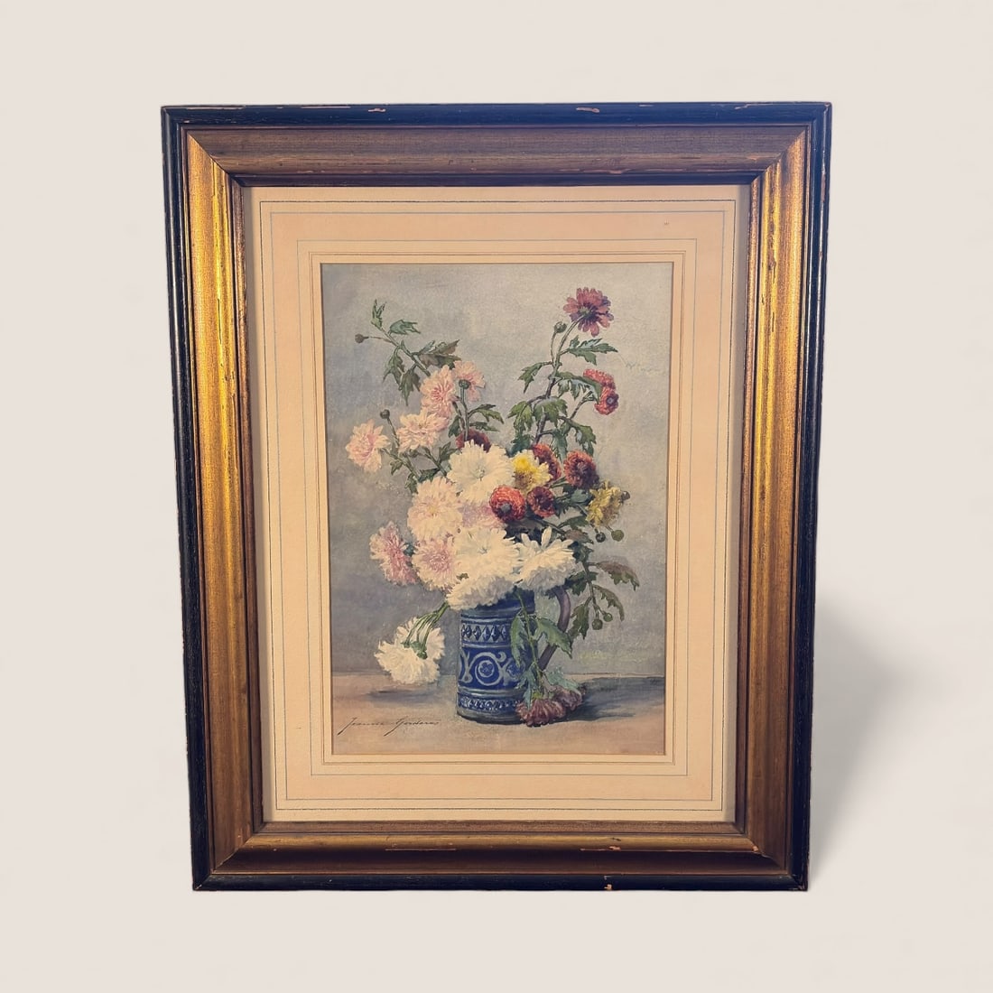 Floral Still Life Watercolor (Jeanne Gerderes-Freysenne, France) (1 of 2)