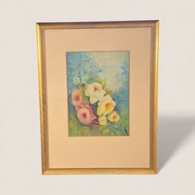 Dated 1996 Floral Acrylic Still Life Painting