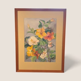 Large Floral "Hibiscus" Watercolor (Helen B. Smith)