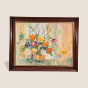 Still Life Floral Acrylic on Board (Signed Schulz)