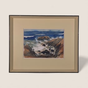 Boyce Totz (1928-2020, Wisconsin) Seascape Watercolor