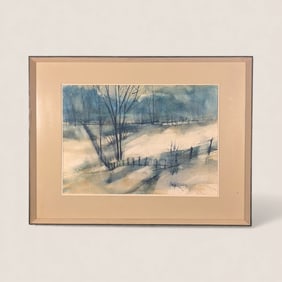 Boyce Totz (1928-2020, Wisconsin) Winter Scene Watercolor