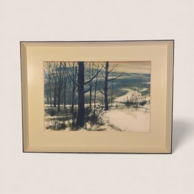 Boyce Totz (1928-2020, Wisconsin) Winter Scene Watercolor Masterpiece