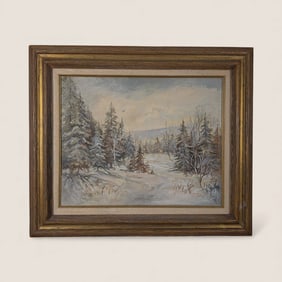 Midwestern Oil on Board Winter Scene
