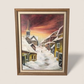 Arvilla Mildbrand (1928-2020, Wisconsin) "Winter in Town)