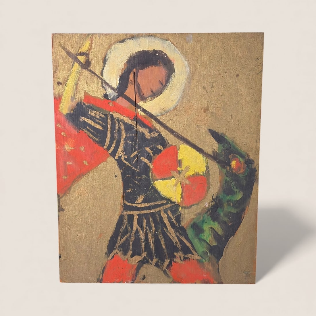 Emil Glocar (1906 - 1985, Czechoslovakia/Ohio/Wisconsin) Oil on Wood Board: Measures approx 15 x 12 inches, signed on back. Father Emilian Glocar was ordained a priest of the Serbian Orthodox Church, he came to the United States in 1930, moved to Ohio, then onto Wisconsin whe