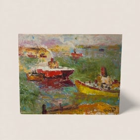 Emil Glocar (1906 - 1985, Czechoslovakia/Ohio/Wisconsin) Oil on Board Dated 1976