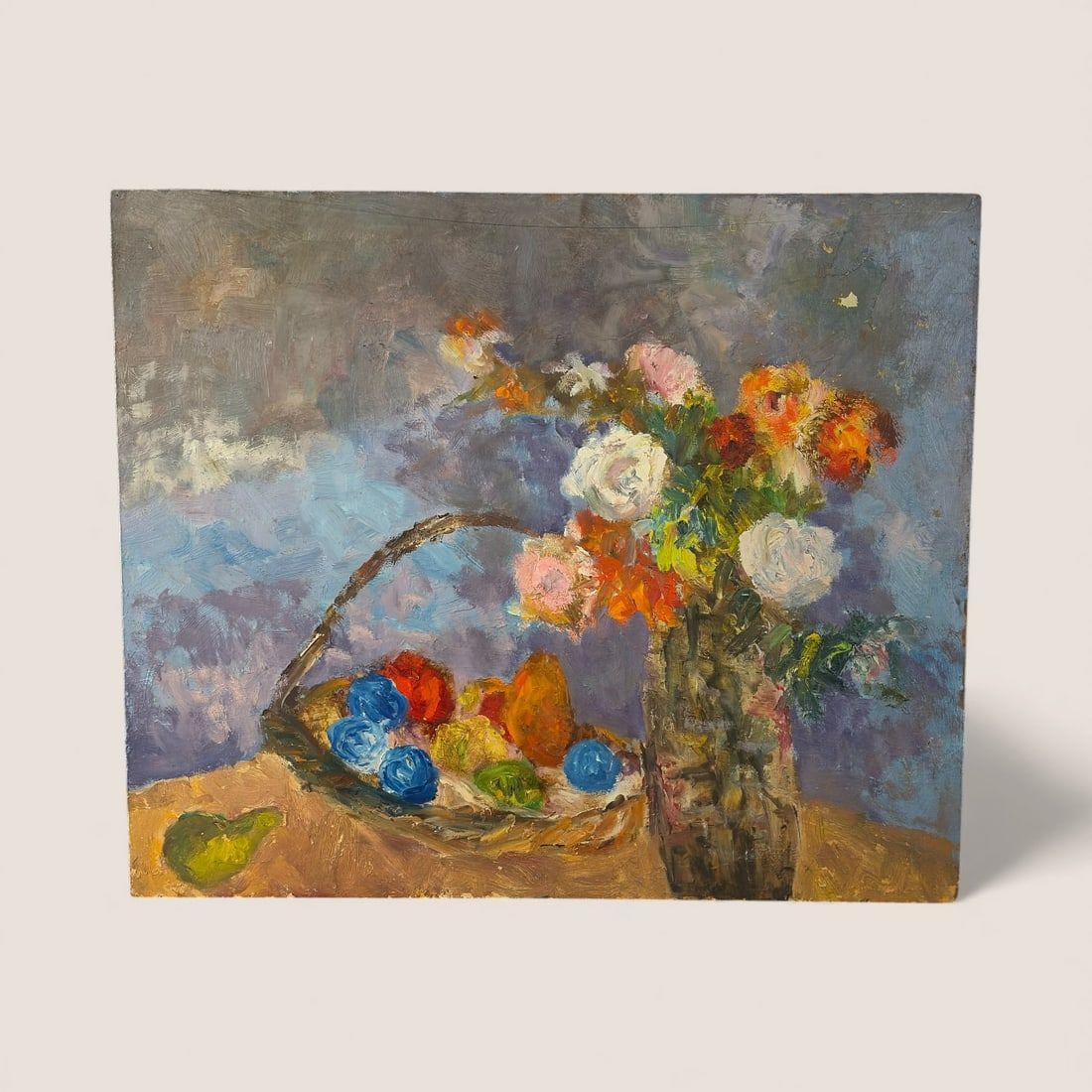 Emil Glocar (1906 - 1985, Czechoslovakia/Ohio/Wisconsin) Still Life: Measures approx 24 x 20 inches, signed. Father Emilian Glocar was ordained a priest of the Serbian Orthodox Church, he came to the United States in 1930, moved to Ohio, then onto Wisconsin where he be