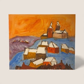 Emil Glocar (1906 - 1985, Czechoslovakia/Ohio/Wisconsin) Unsigned Village Scene