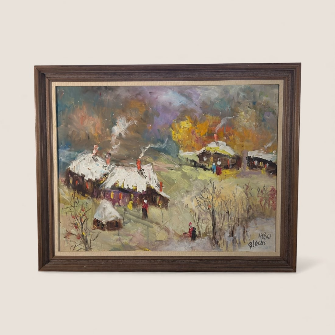 Emil Glocar (1906 - 1985, Czechoslovakia/Ohio/Wisconsin) Dated 1980 Scene (1 of 2)