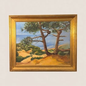 Stella Harlos (Wisconsin) Oil on Canvas View of Lake Michigan