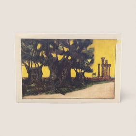 Dean Meeker (1920 - 2002, Wisconsin) Serigraph "Olive Grove at Delphi"