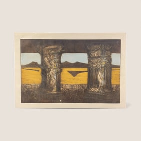 Dean Meeker (1920 - 2002, Wisconsin) Serigraph "Meeting"