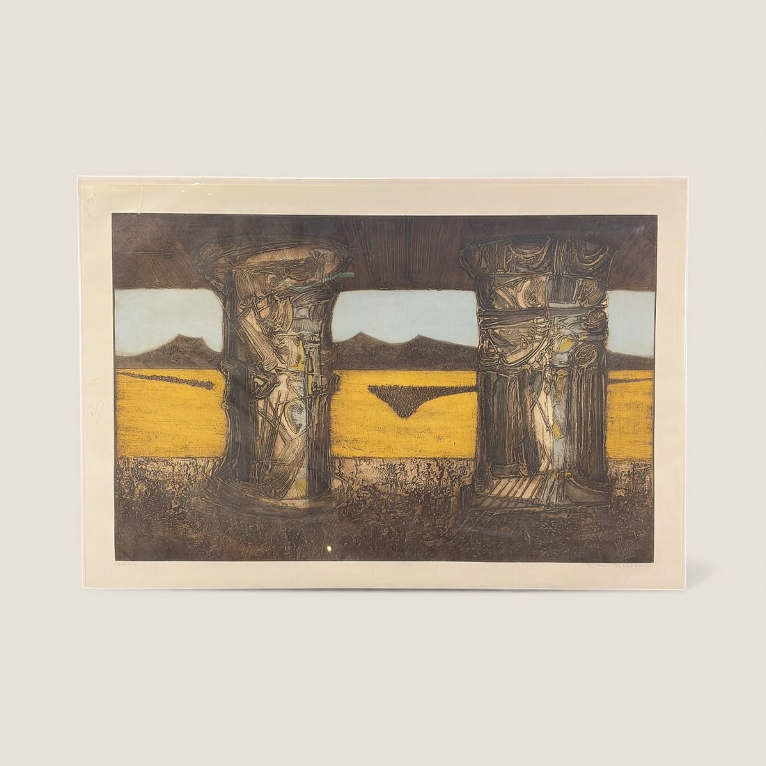 Dean Meeker (1920 - 2002, Wisconsin) Serigraph "Meeting" (1 of 2)