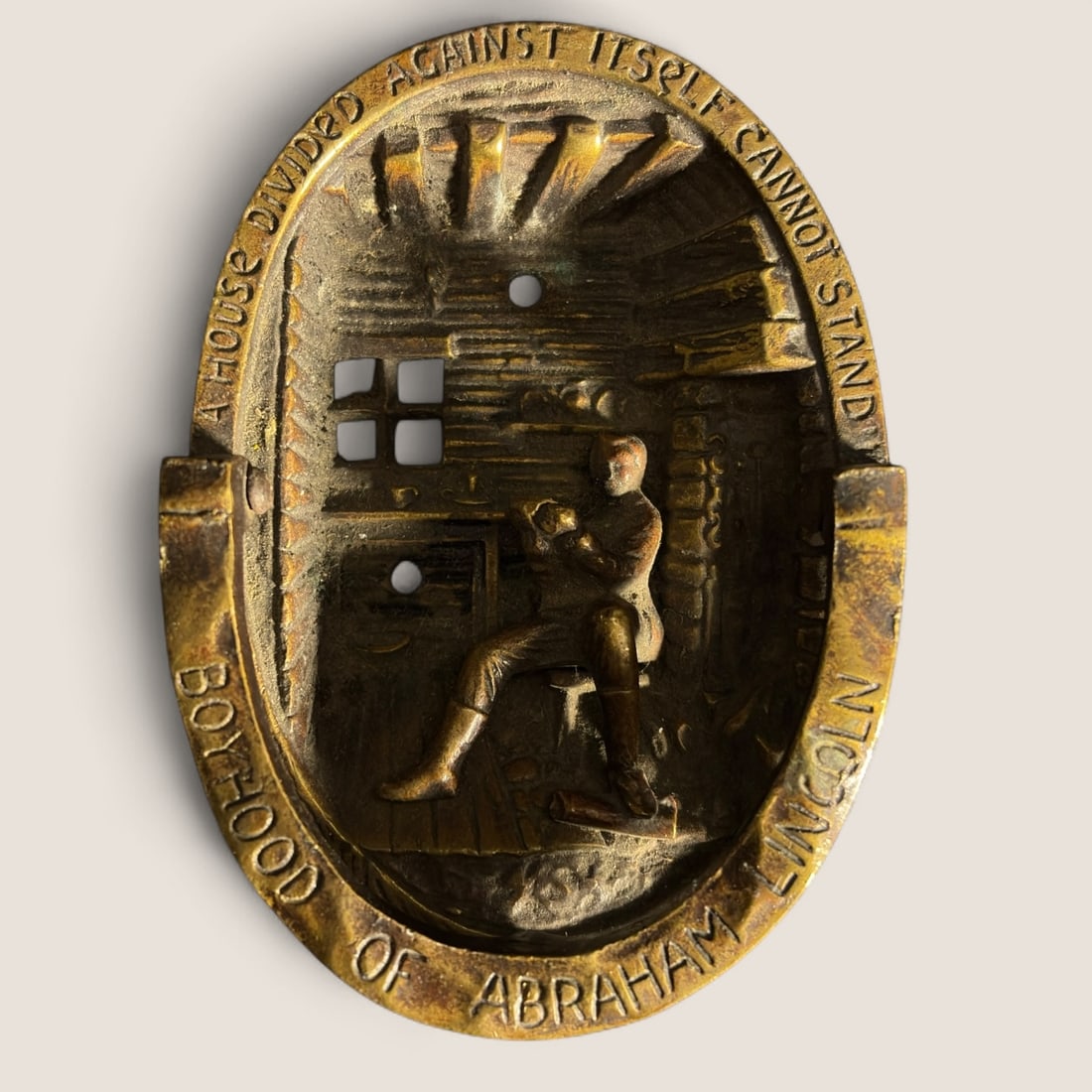 Abe Lincoln Brass Door Knocker: A 3 5/8 x 2 5/8 inch brass Abe Lincoln door knocker. Excellent