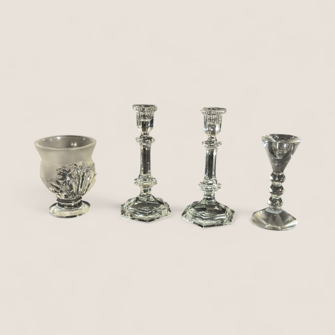 3 Baccarat Candlesticks And A signed Open Jar (1 of 1)