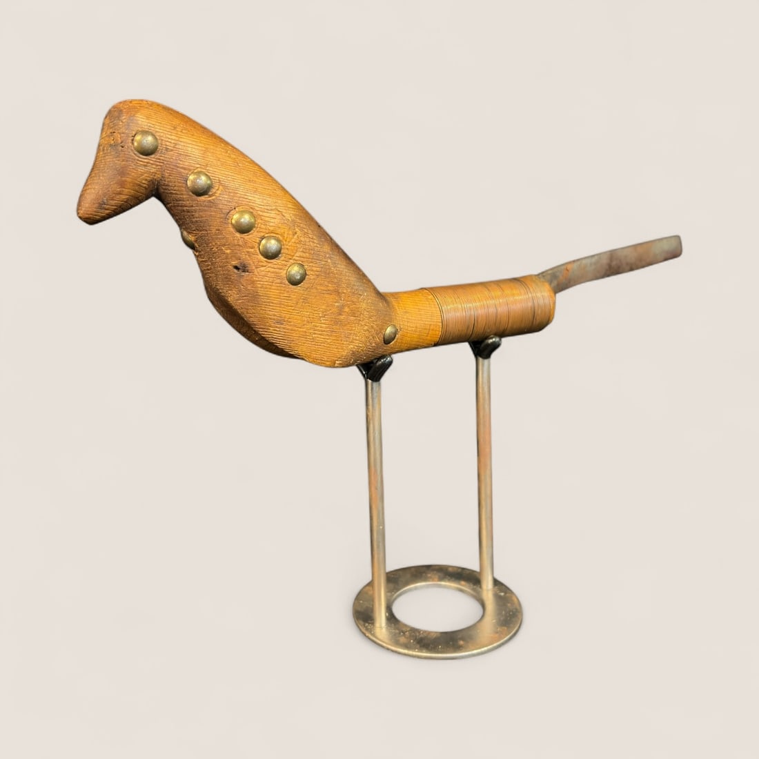 Rare Brass Tacked Bird Effigy Crooked Knife (1 of 2)