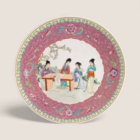 Chinese Porcelain Charger In the Family Rose Design