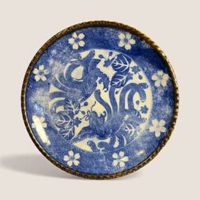 Japanese Blue-White Porcelain Plate Hydrangea Pattern