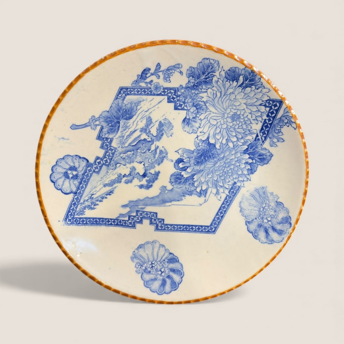 Imari Style 12 Inch Blue & White Japanese Plate (1 of 2)