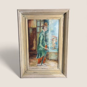 Signed Painting On Board  " T. O. Momis "