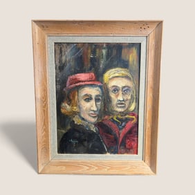Oil On Board Signed " C. Haycock " Man & Women