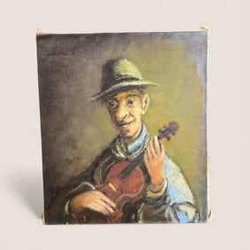 Oil On Canvas By " Richard J. Mouw " Old Time Fiddler