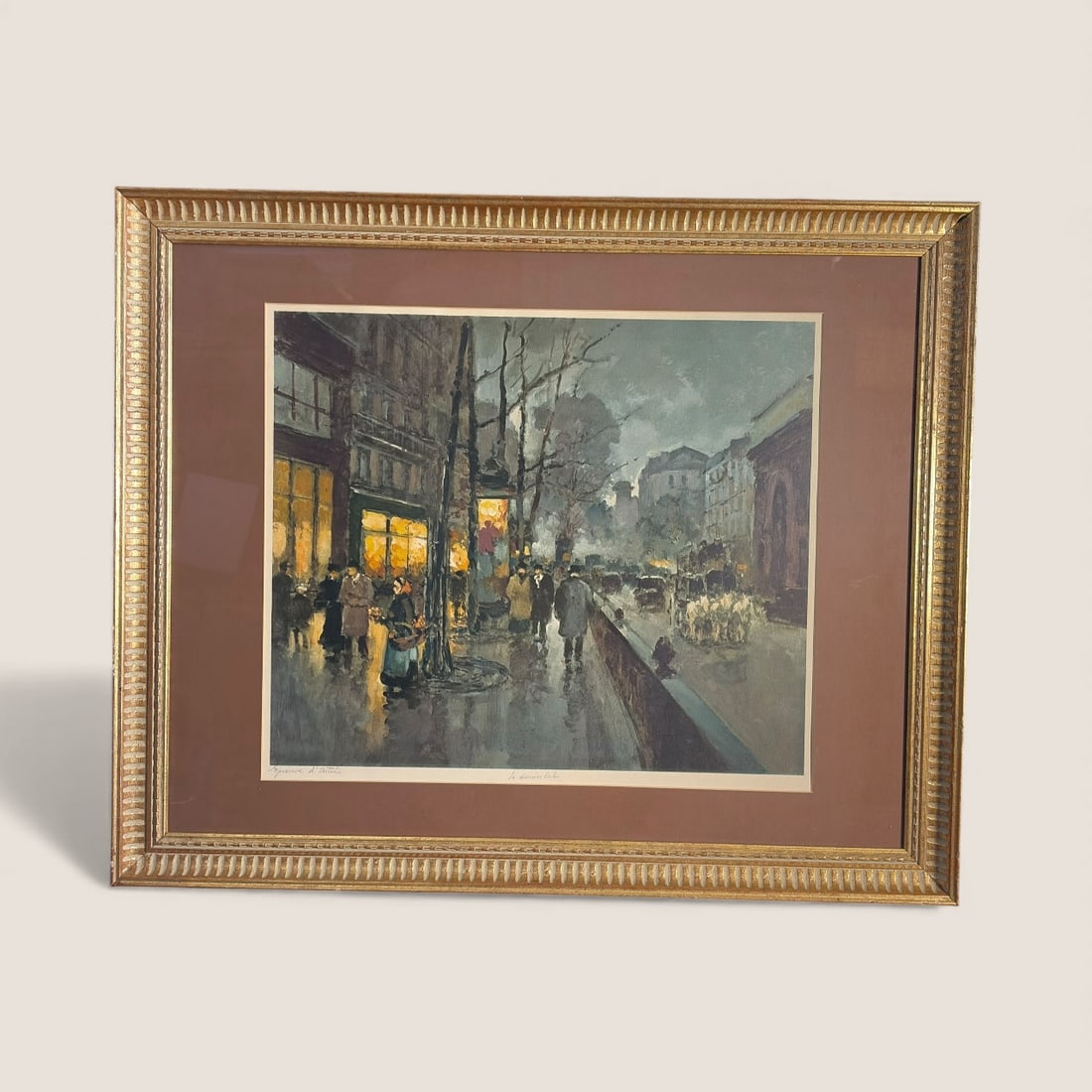 Lithograph By " Edouard Cortes " - Street Scene: Limited edition lithograph by " Edouard Cortes ". Parisian street scene. Frame size 33 1/2 x 27 1/2. picture 22 x 19 Ziebarth's is pleased to offer in-house shipping on all items purchased in our auct