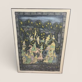 Large Indian " Pichwai " Painting On Silk Or Cloth