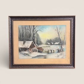 Signed " B. Meibohn " Charcoal Painting